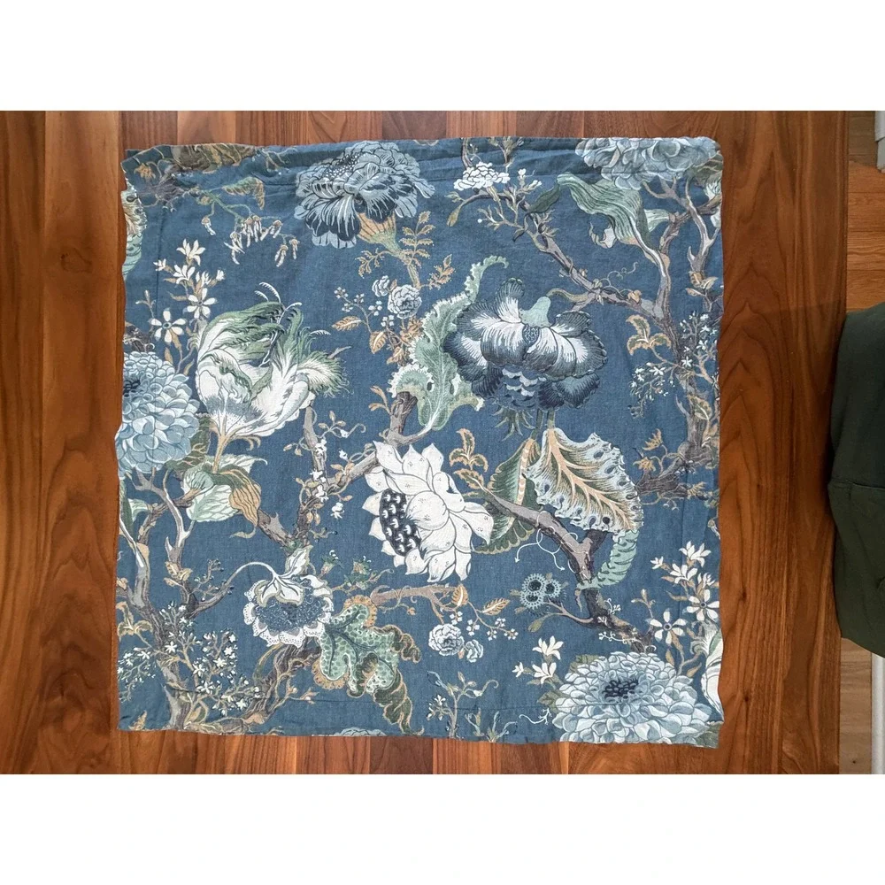 Pottery Barn Dahlia Floral Euro Sham 26x26 Set of Two Blue Multi Cotton Set of 2